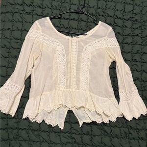Free People Ivory Feminine Lace Top